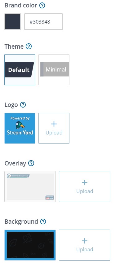 Streamyard 5 Branding en Streamyard